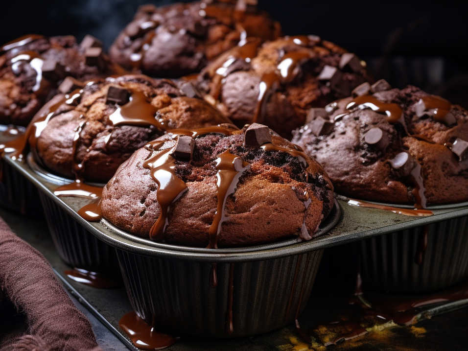 Gluten free chocolate muffins in a muffin tin