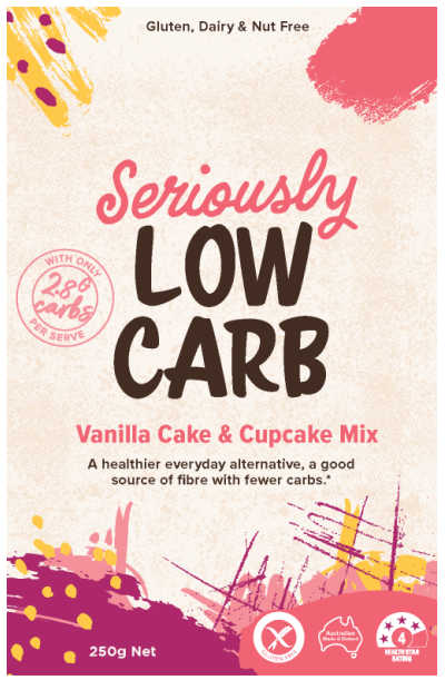 Seriously Low Carb Vanilla Cake and Cupcake Mix 250g Pack