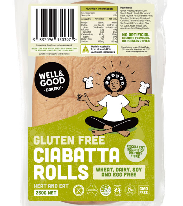 Gluten Free Large Ciabatta Rolls (2x125g)