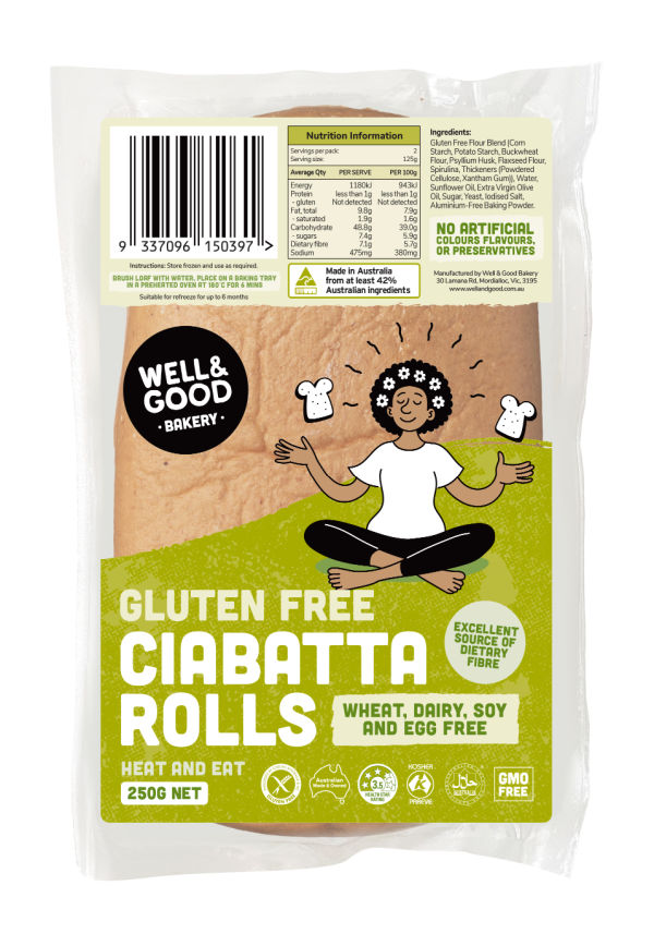 Gluten Free Ciabatta Rolls Packaging