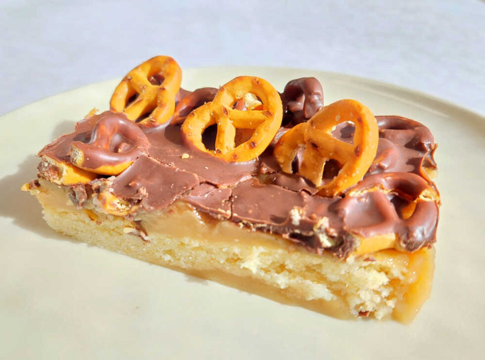 Gluten Free Salted Caramel Pretzel Slice Well and Good